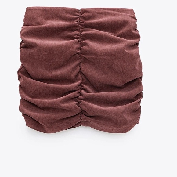 ZARA | Draped Ruched Corduroy Mini Skirt - Picture 1 of 10
